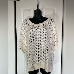 St. John's Bay - *Plus Size* Cream open knit throw sweater - Size 2X